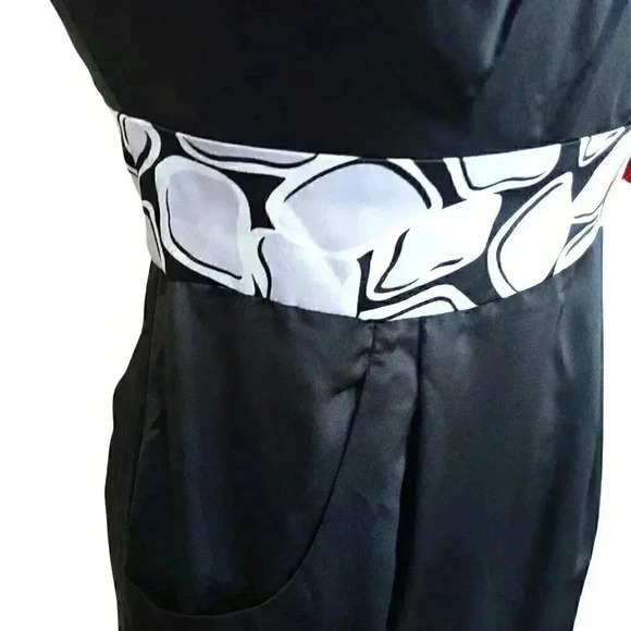 Max & Cleo Black Charmeuse Pleated Sleeveless Party Dress Dress W/ Pockets - Picture 3 of 8